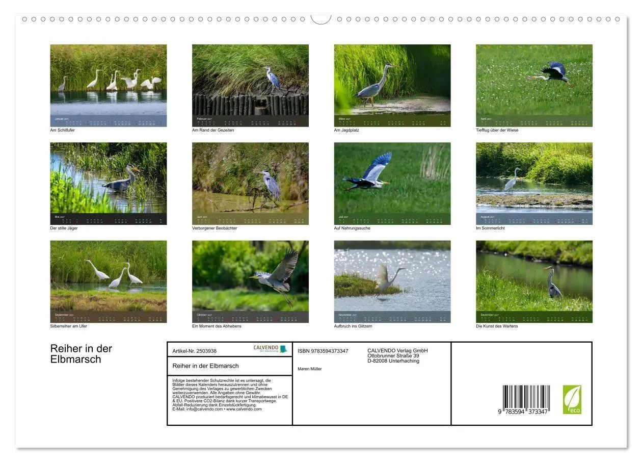 Bild: 9783594373347 | Reiher in der Elbmarsch (hochwertiger Premium Wandkalender 2027 DIN...