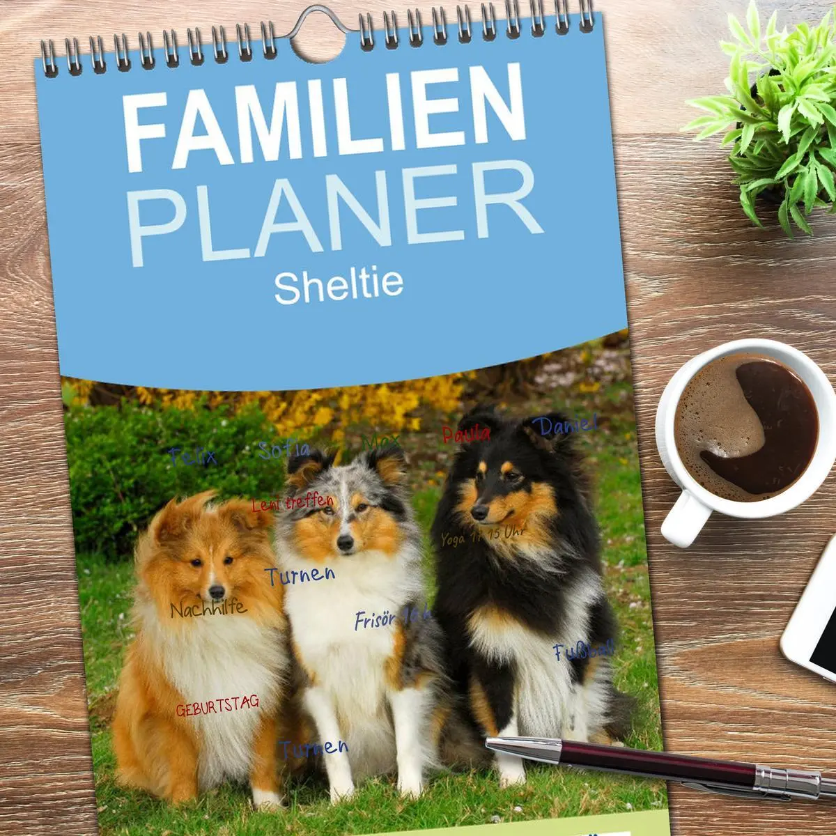Bild: 9783516523447 | Familienplaner 2026 - Sheltie 2026 mit 5 Spalten (Wandkalender, 21...
