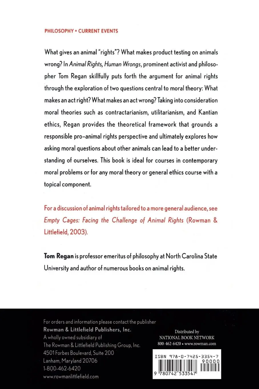 Rückseite: 9780742533547 | Animal Rights, Human Wrongs | An Introduction to Moral Philosophy