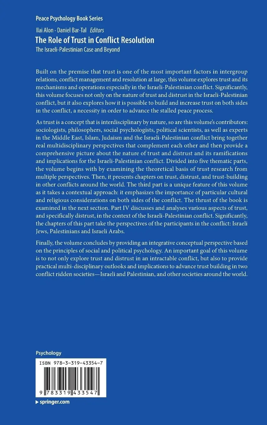 Rückseite: 9783319433547 | The Role of Trust in Conflict Resolution | Daniel Bar-Tal (u. a.)