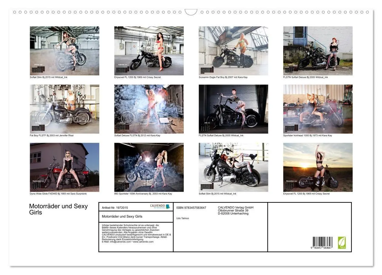Bild: 9783457583647 | Motorräder und Sexy Girls (Wandkalender 2026 DIN A2 quer), CALVENDO...