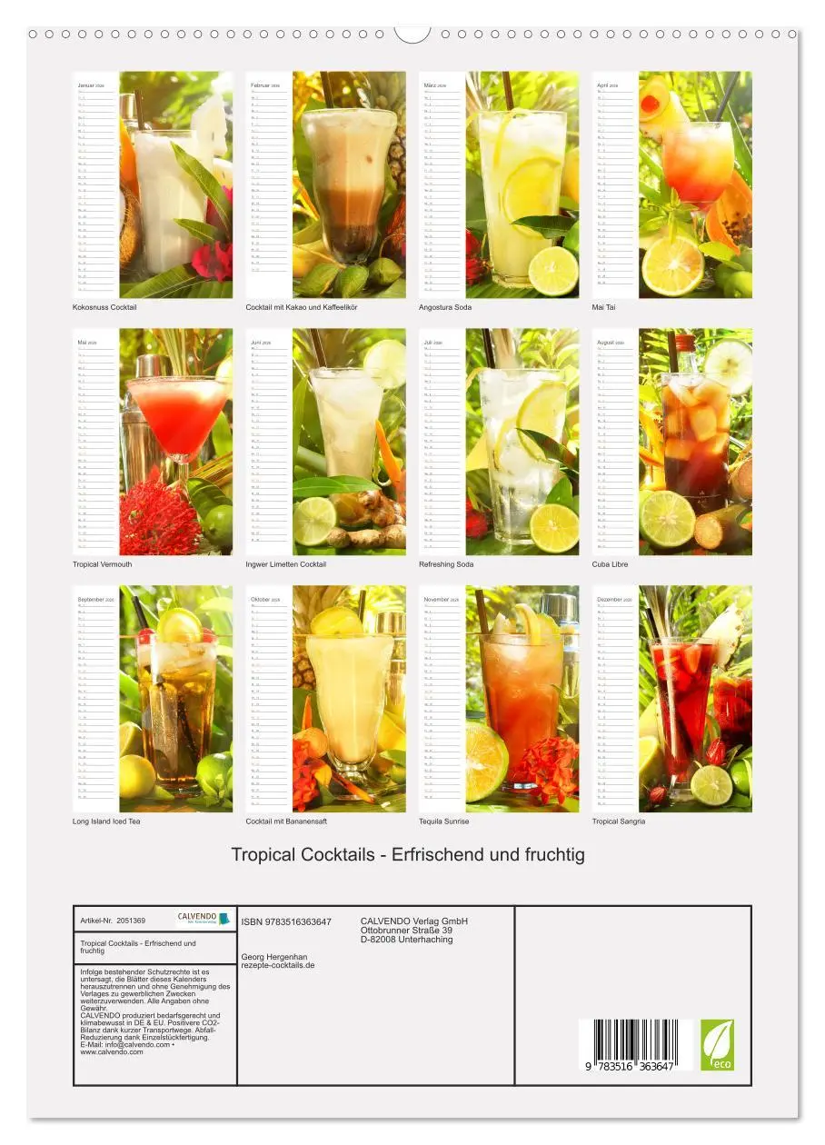 Bild: 9783516363647 | Tropical Cocktails - Erfrischend und fruchtig (Wandkalender 2026...