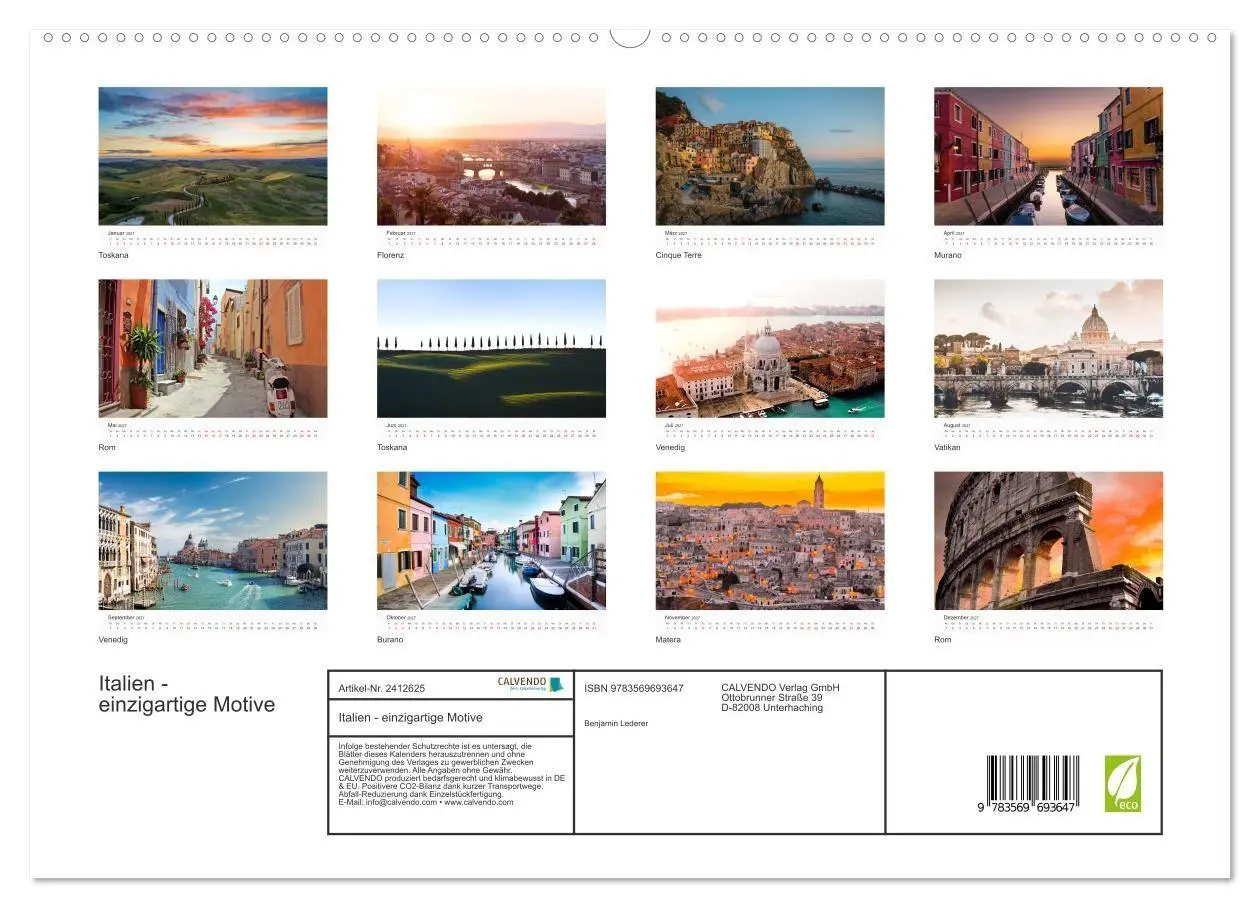 Bild: 9783569693647 | Italien - einzigartige Motive (Wandkalender 2027 DIN A2 quer),...