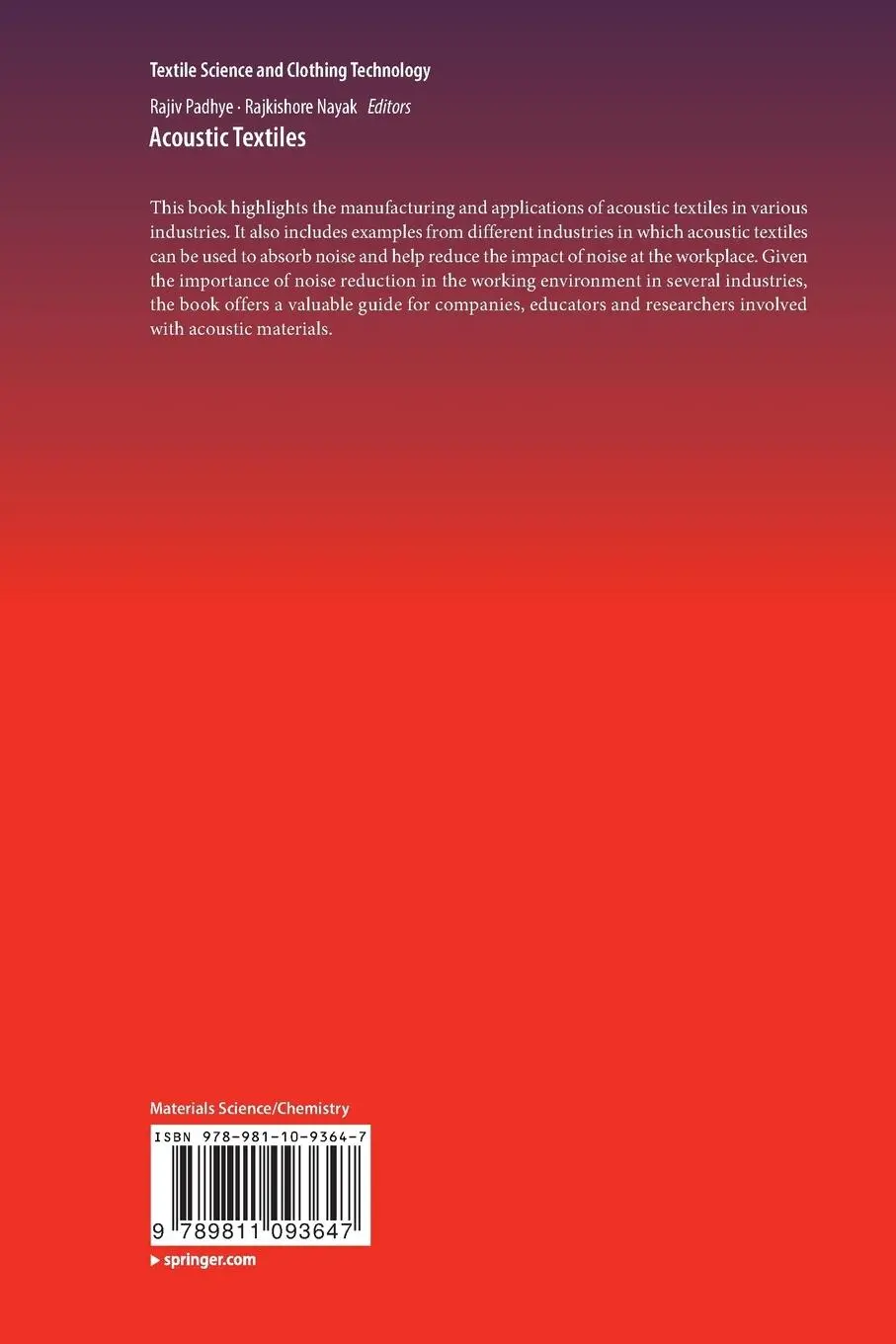 Rückseite: 9789811093647 | Acoustic Textiles | Rajkishore Nayak (u. a.) | Taschenbuch | vii