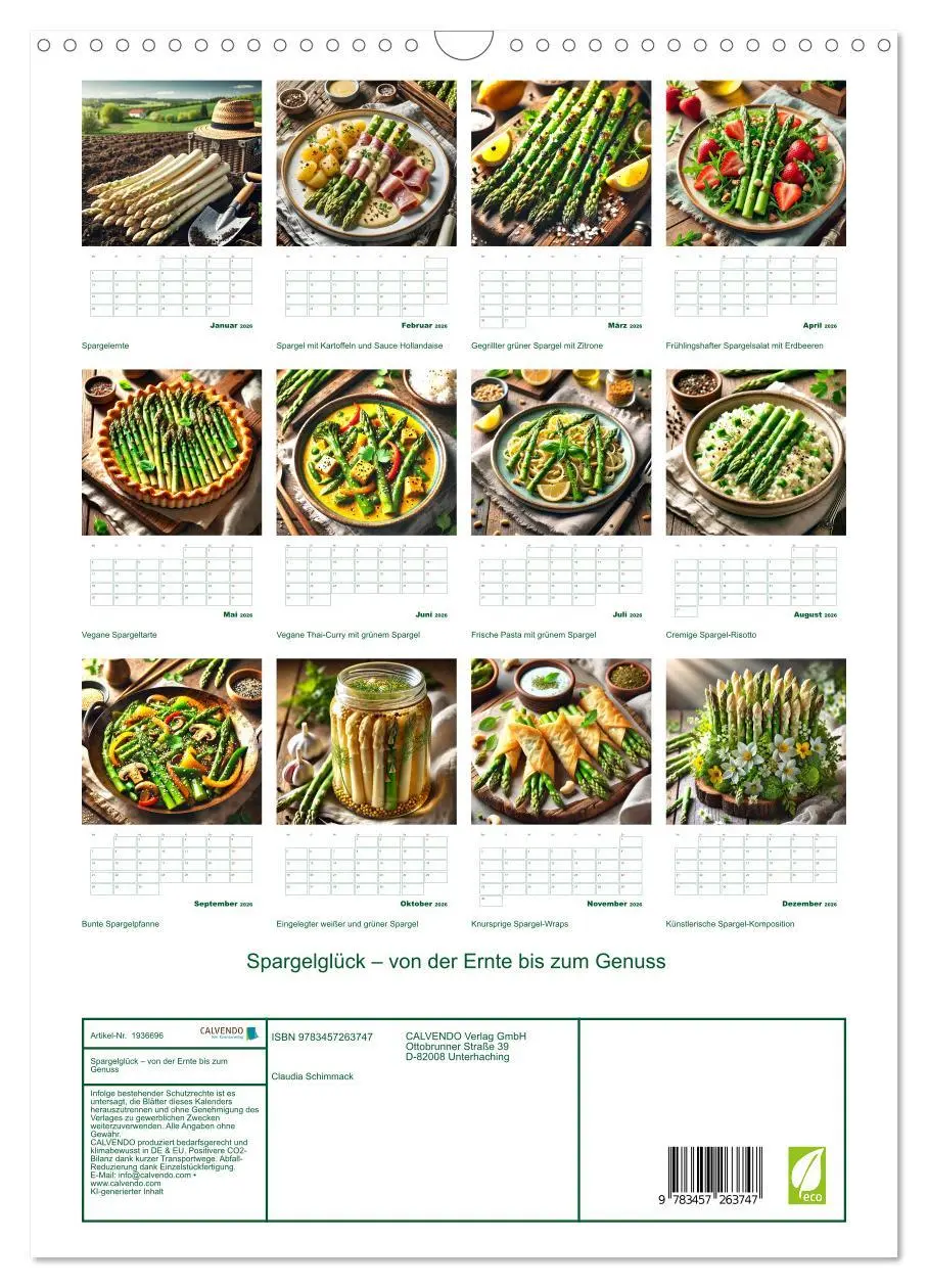 Bild: 9783457263747 | Spargelglück - von der Ernte bis zum Genuss (Wandkalender 2026 DIN...