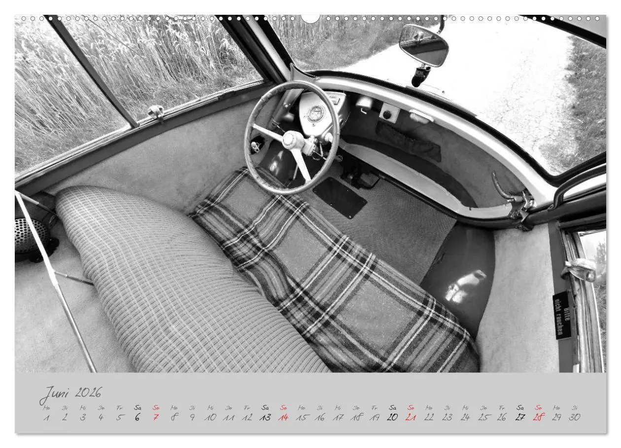 Bild: 9783516043747 | BMW Isetta 300 in schwarzweiß (Wandkalender 2026 DIN A2 quer),...