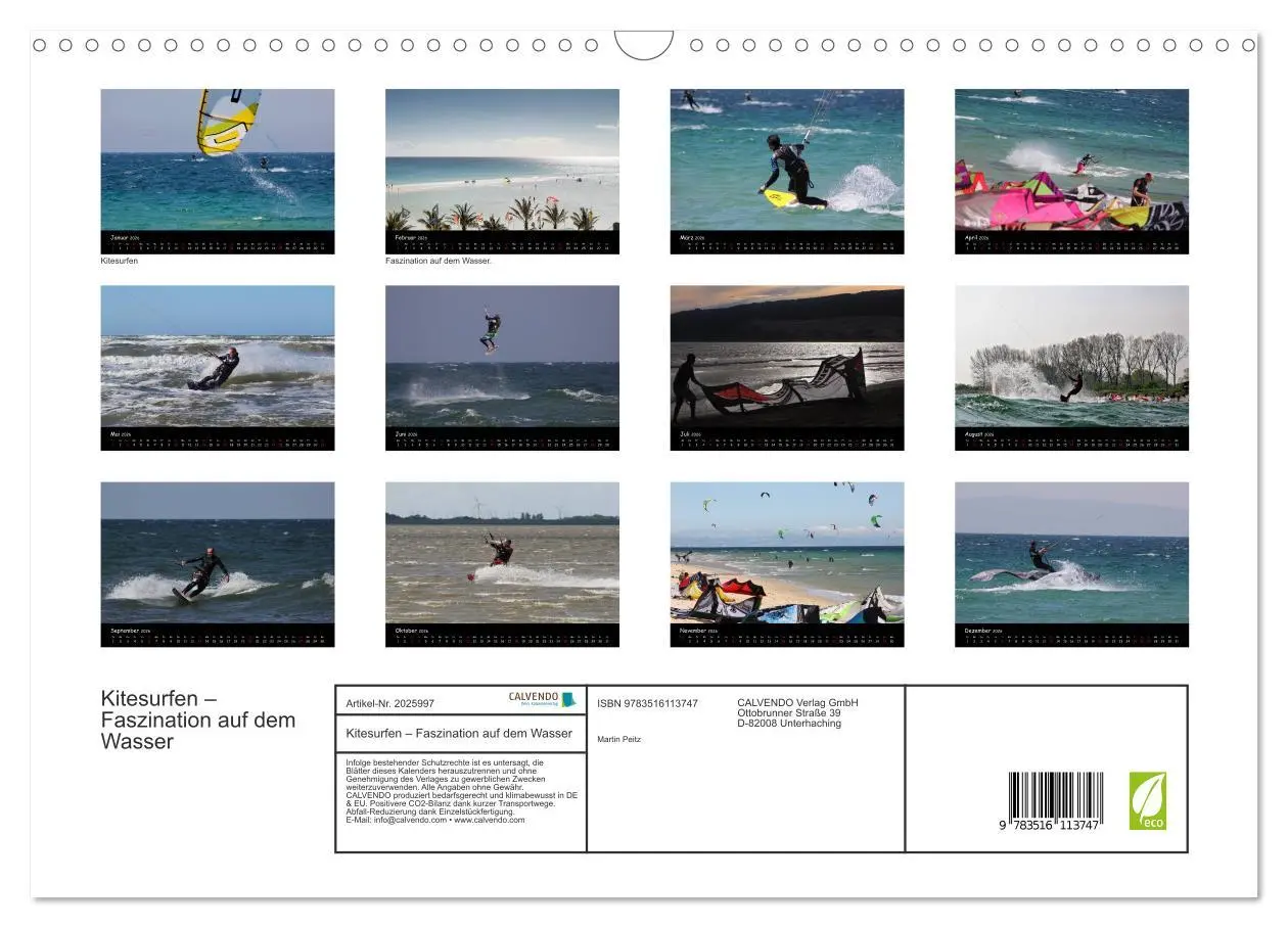 Bild: 9783516113747 | Kitesurfen - Faszination auf dem Wasser (Wandkalender 2026 DIN A3...