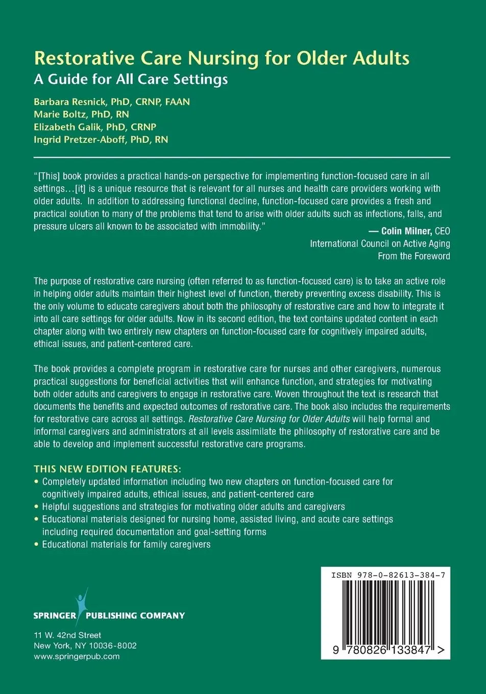 Rückseite: 9780826133847 | Restorative Care Nursing for Older Adults | Elizabeth CRNP Galik