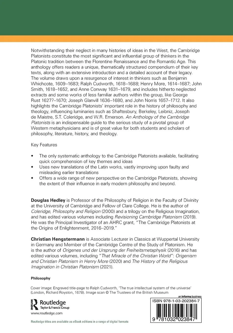 Rückseite: 9781032023847 | An Anthology of the Cambridge Platonists | Sources and Commentary