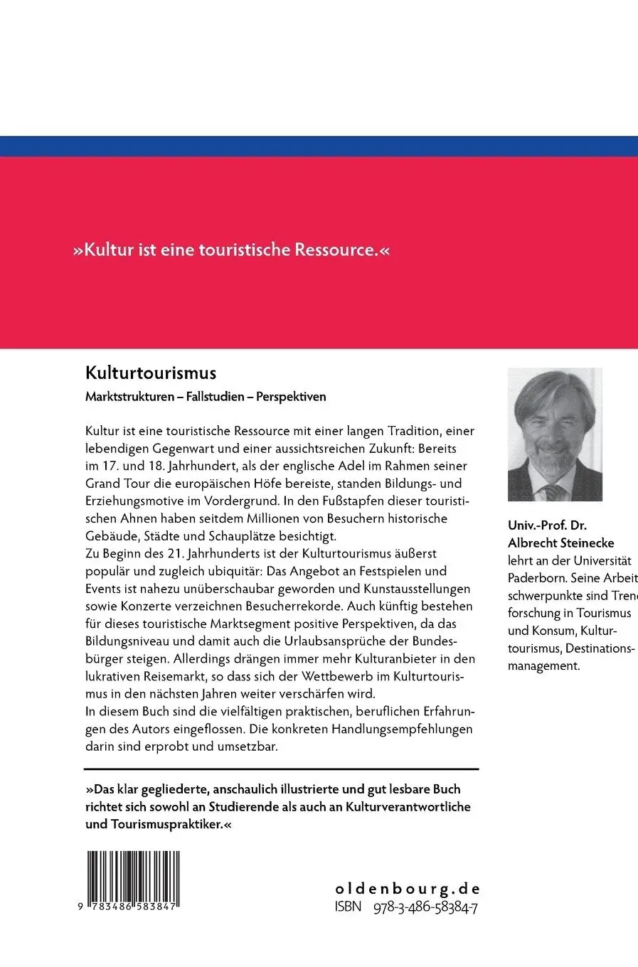 Rückseite: 9783486583847 | Kulturtourismus | Marktstrukturen, Fallstudien, Perspektiven | Buch