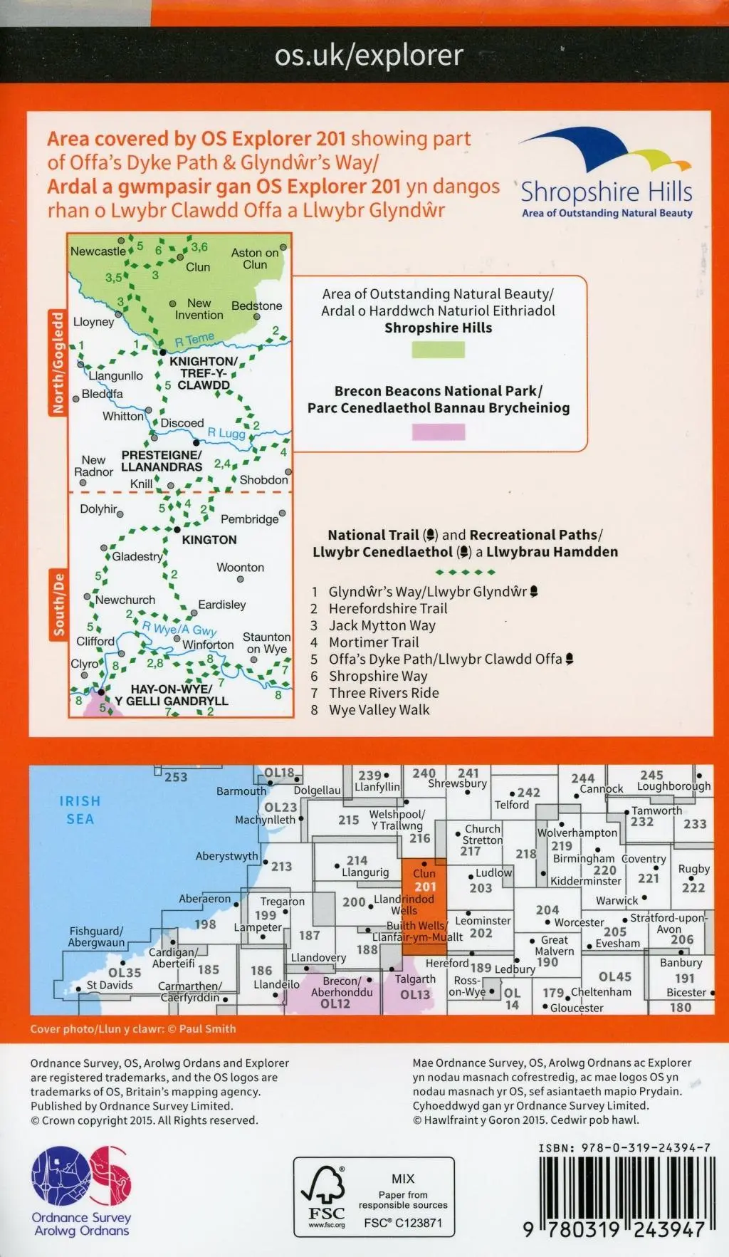Bild: 9780319243947 | Knighton and Presteigne Tref-y-Clawdd a Dyffryn Elan | Ordnance Survey
