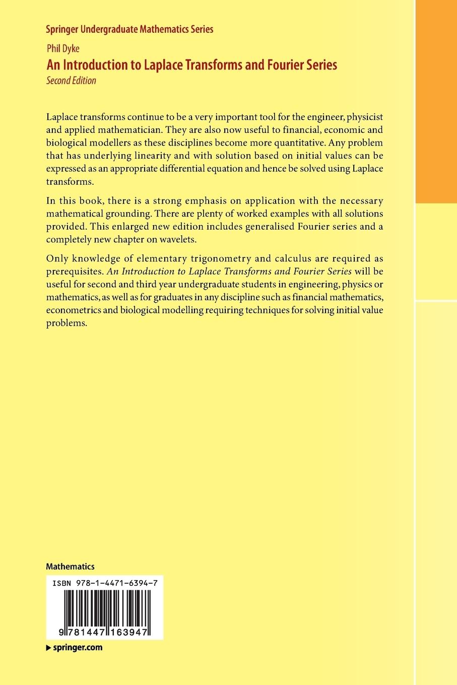 Rückseite: 9781447163947 | An Introduction to Laplace Transforms and Fourier Series | Phil Dyke