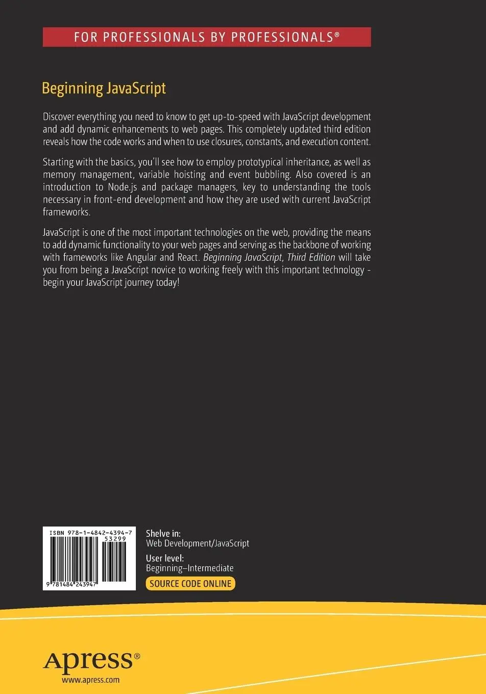 Rückseite: 9781484243947 | Beginning JavaScript | Russ Ferguson | Taschenbuch | xiii | Englisch