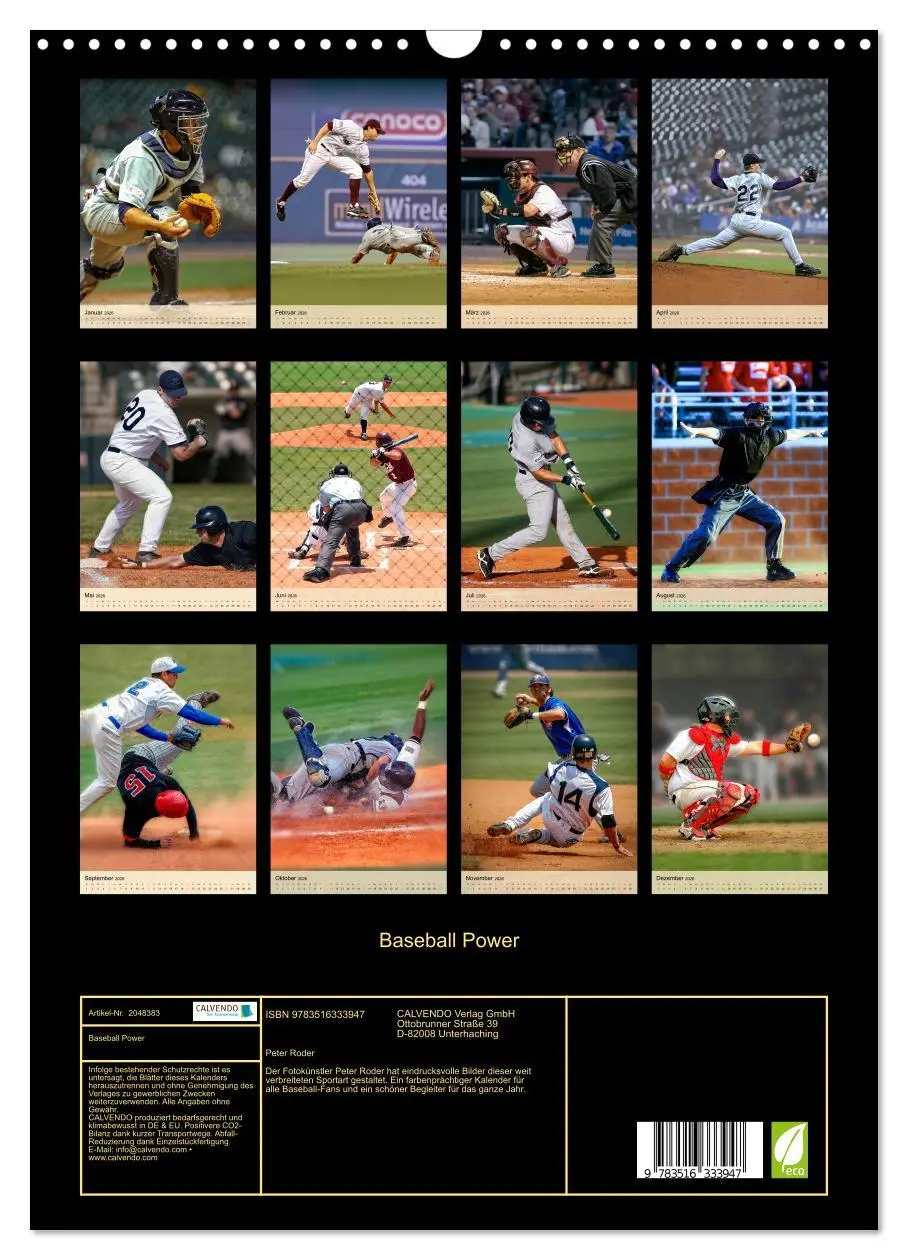 Bild: 9783516333947 | Baseball Power (Wandkalender 2026 DIN A3 hoch), CALVENDO...