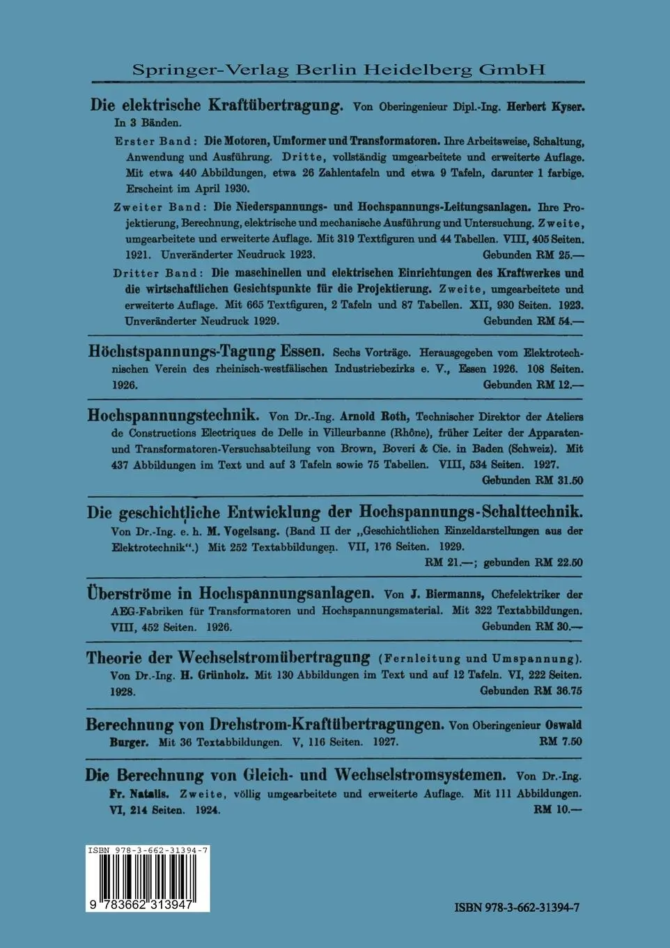 Rückseite: 9783662313947 | Eiserne Gittermaste für Starkstrom-Freileitungen | Wilhelm Taenzer