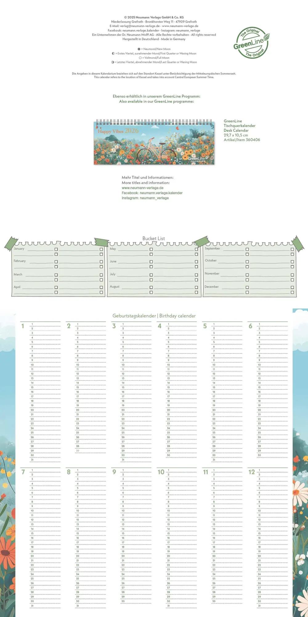 Bild: 4069095004047 | GreenLine Happy Vibes 2026 - Wand-Kalender - Broschüren-Kalender -...