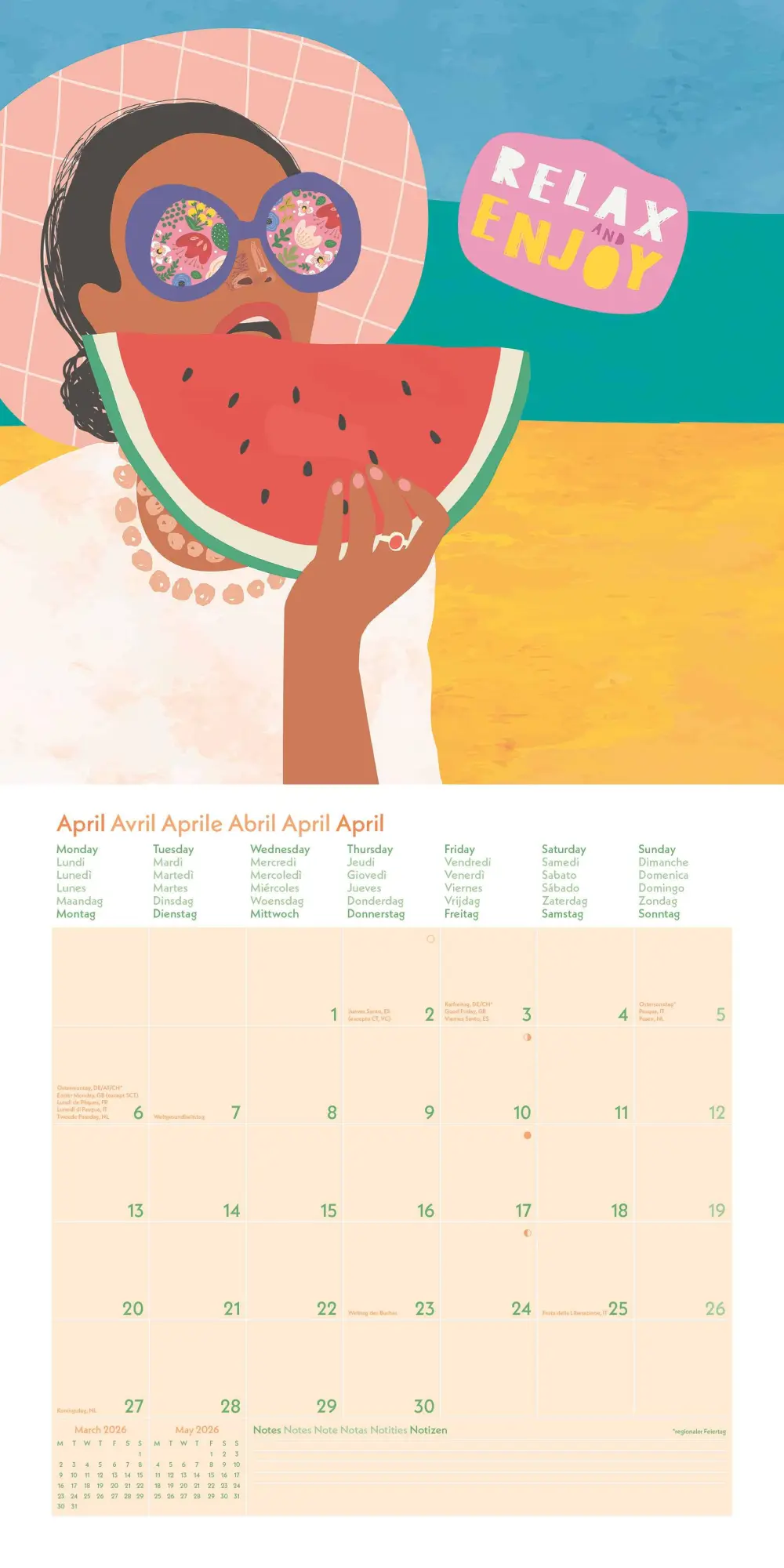 Bild: 4069095004047 | GreenLine Happy Vibes 2026 - Wand-Kalender - Broschüren-Kalender -...
