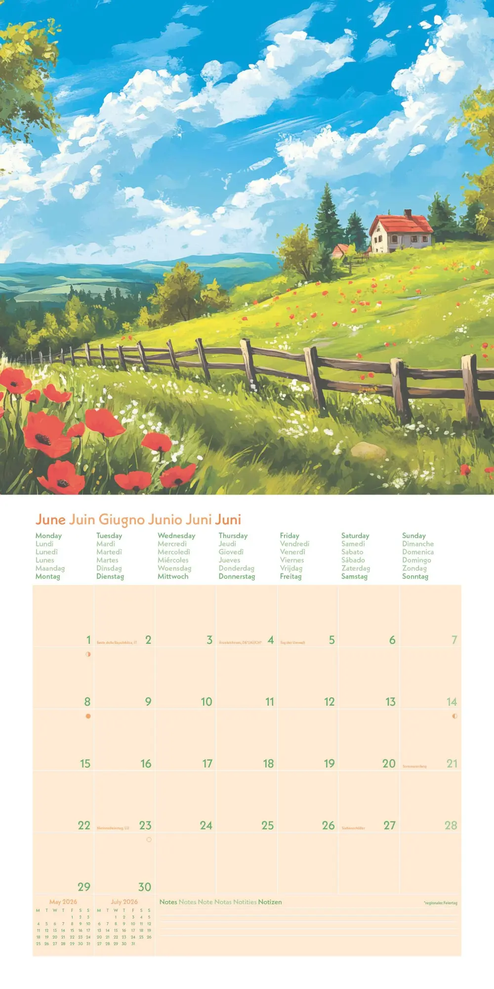 Bild: 4069095004047 | GreenLine Happy Vibes 2026 - Wand-Kalender - Broschüren-Kalender -...