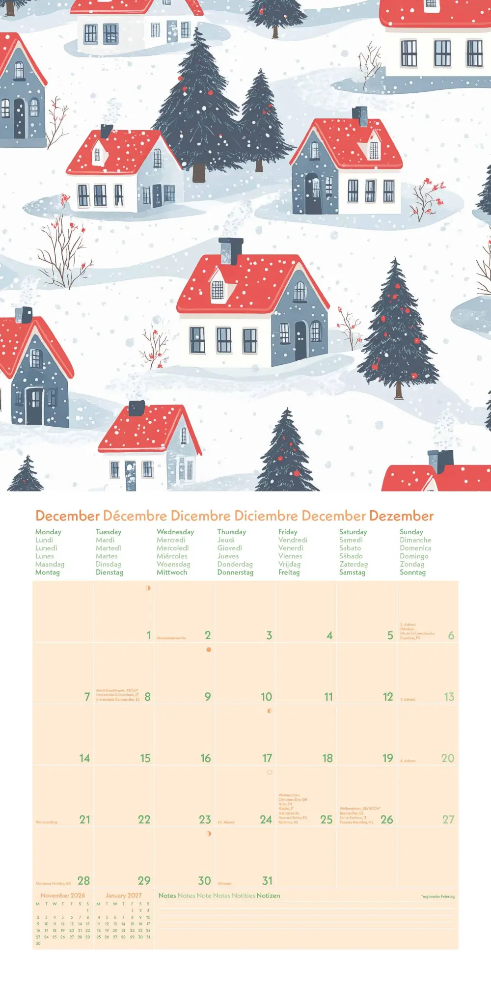 Bild: 4069095004047 | GreenLine Happy Vibes 2026 - Wand-Kalender - Broschüren-Kalender -...