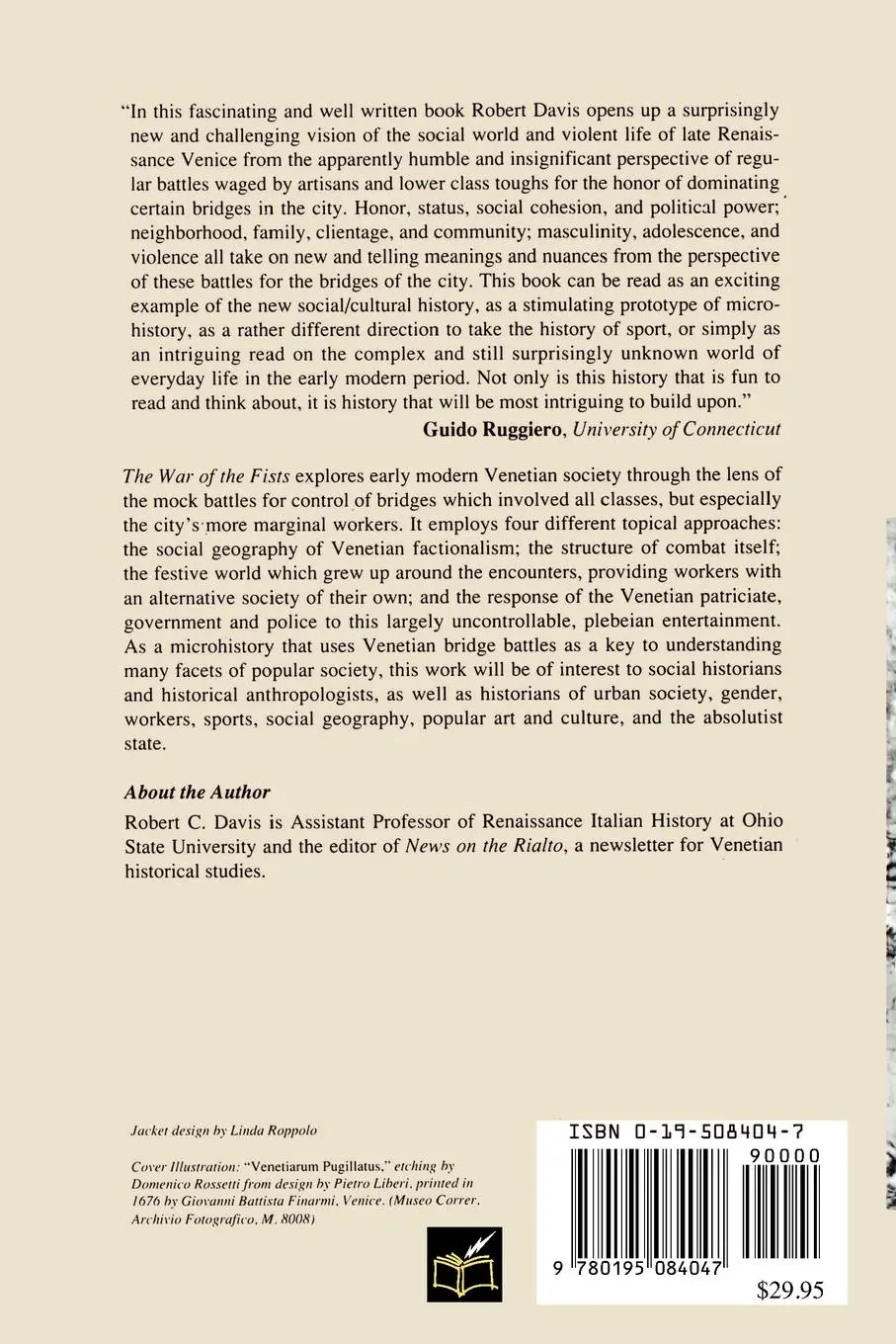Rückseite: 9780195084047 | The War of the Fists | Robert C. Davis | Taschenbuch | Englisch | 1994