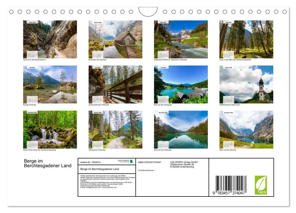 Bild: 9783457374047 | Berge im Berchtesgadener Land (Wandkalender 2026 DIN A4 quer),...