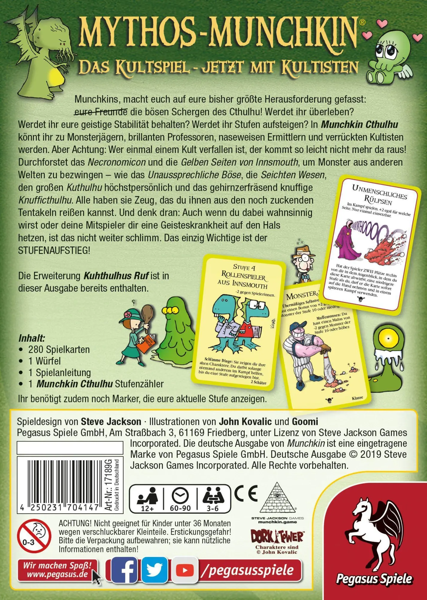 Bild: 4250231704147 | Munchkin Cthulhu 1+2 | Steve Jackson | Spiel | Brettspiel | 17189G