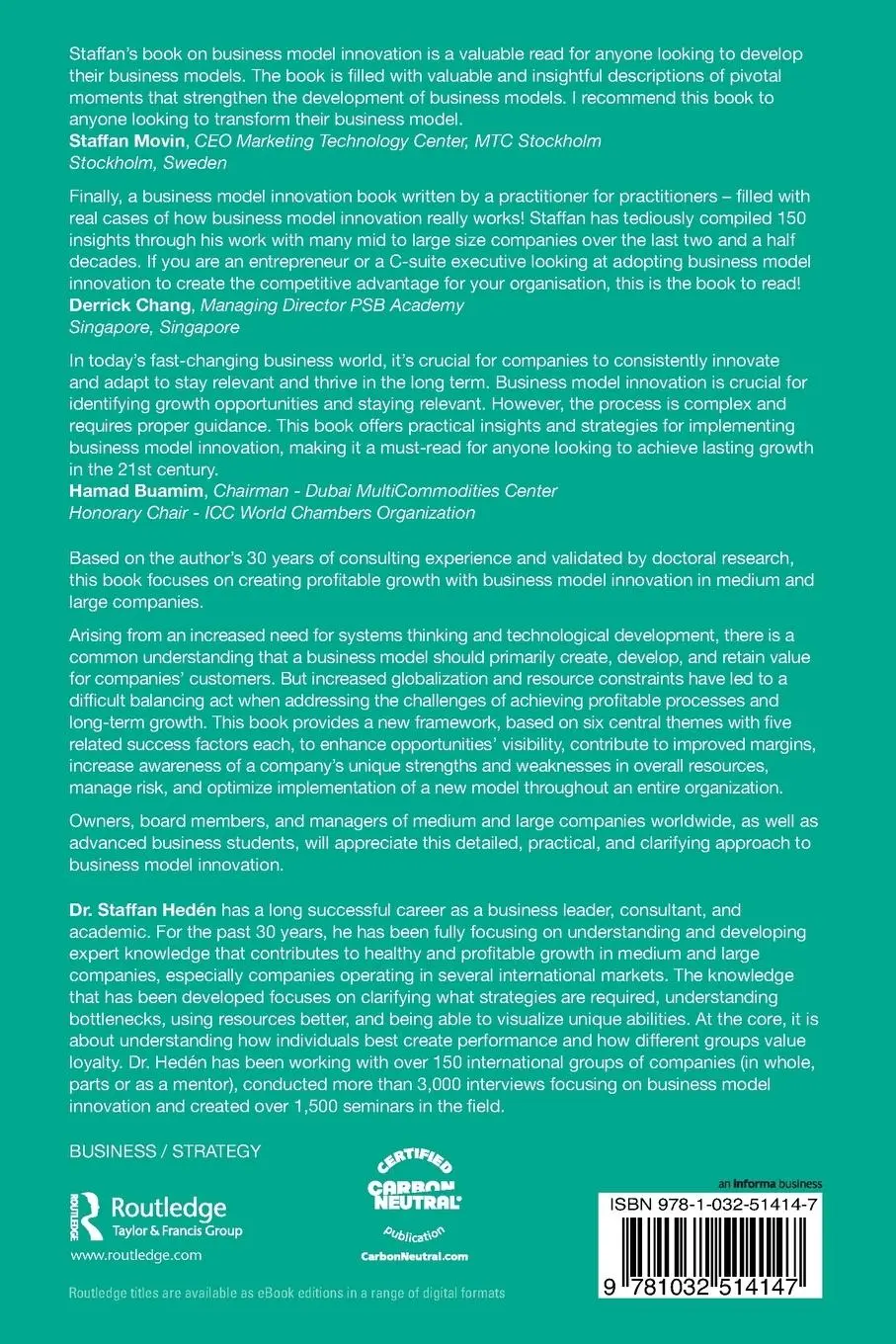 Rückseite: 9781032514147 | Business Model Innovation | How it really works | Staffan Hedén | Buch