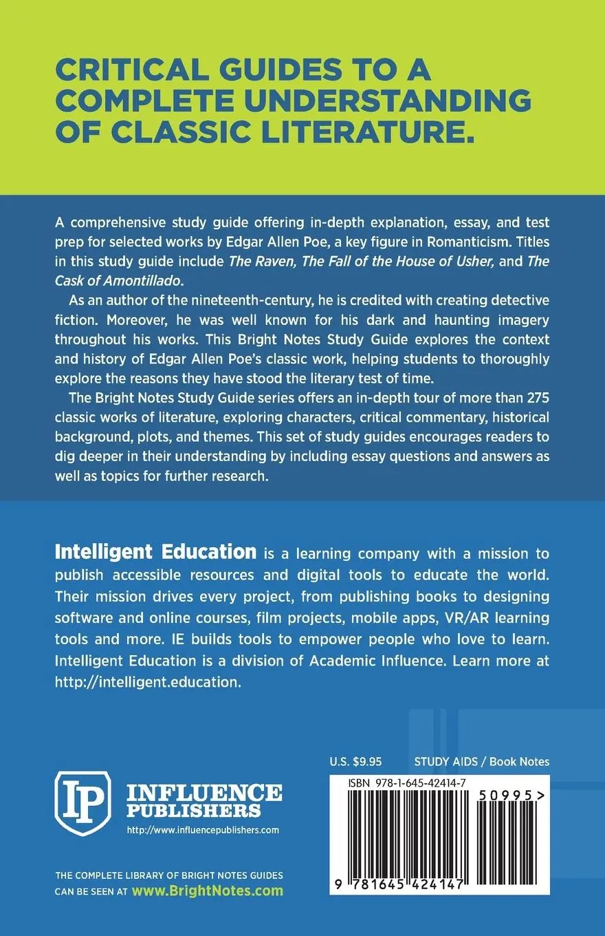 Rückseite: 9781645424147 | Study Guide to the Major Works by Edgar Allan Poe | Taschenbuch | 2020