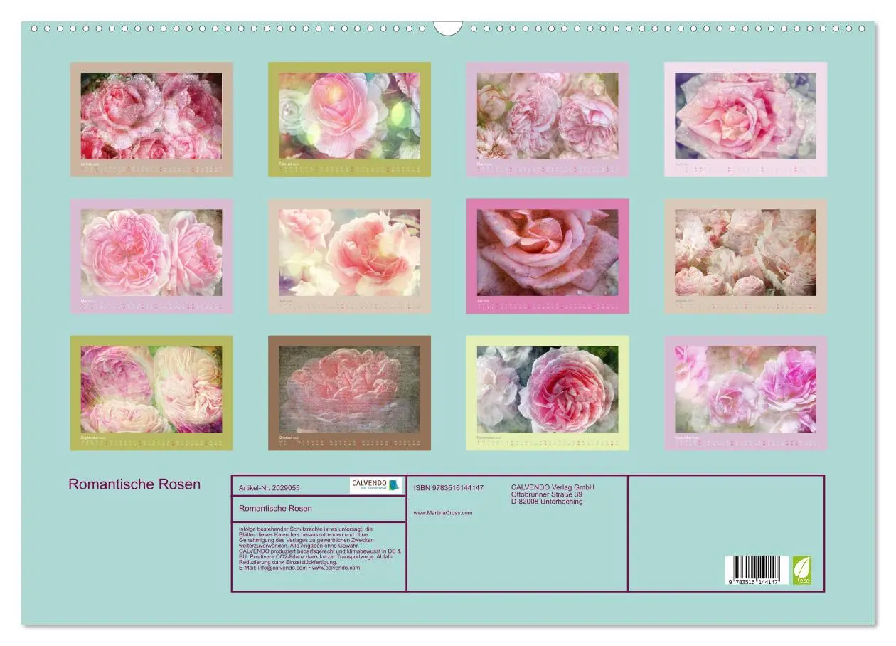 Bild: 9783516144147 | Romantische Rosen (Wandkalender 2026 DIN A2 quer), CALVENDO...