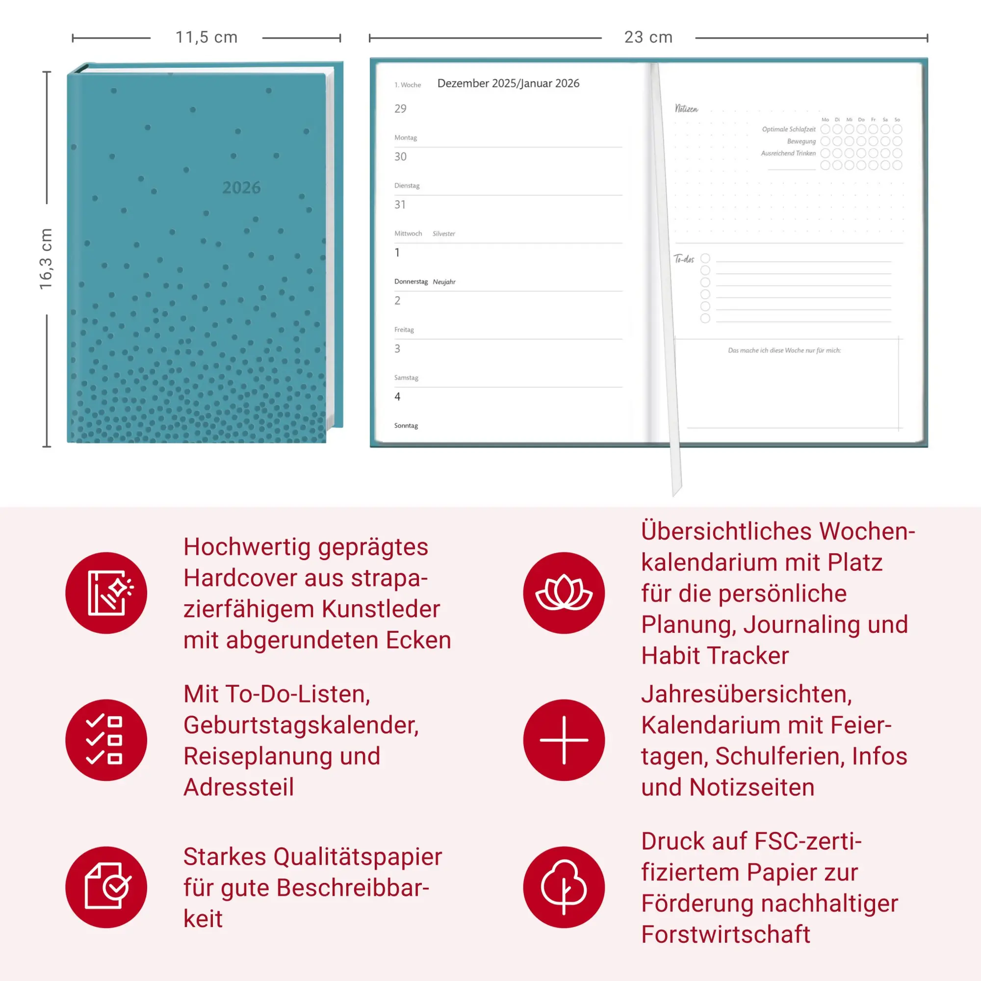 Bild: 9783756414147 | Kalenderbuch A6 blau 2026 | Buch | Kalenderbücher Heye | 152 S. | 2026