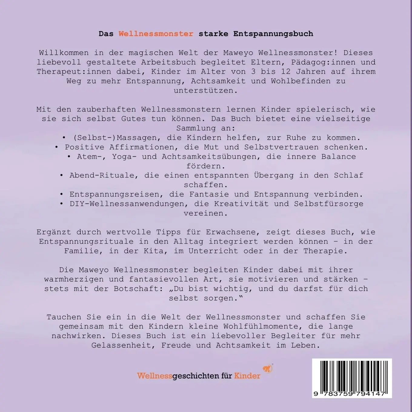 Rückseite: 9783759794147 | Das Wellnessmonster starke Entspannungsbuch | Jennifer Boeck | Buch