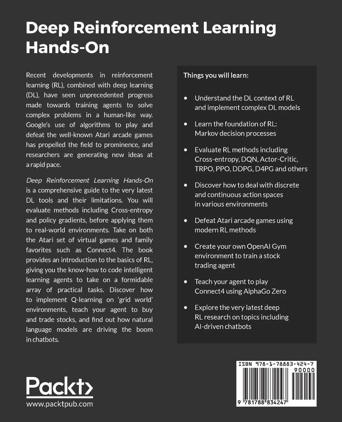 Rückseite: 9781788834247 | Deep Reinforcement Learning Hands-On | Maxim Lapan | Taschenbuch