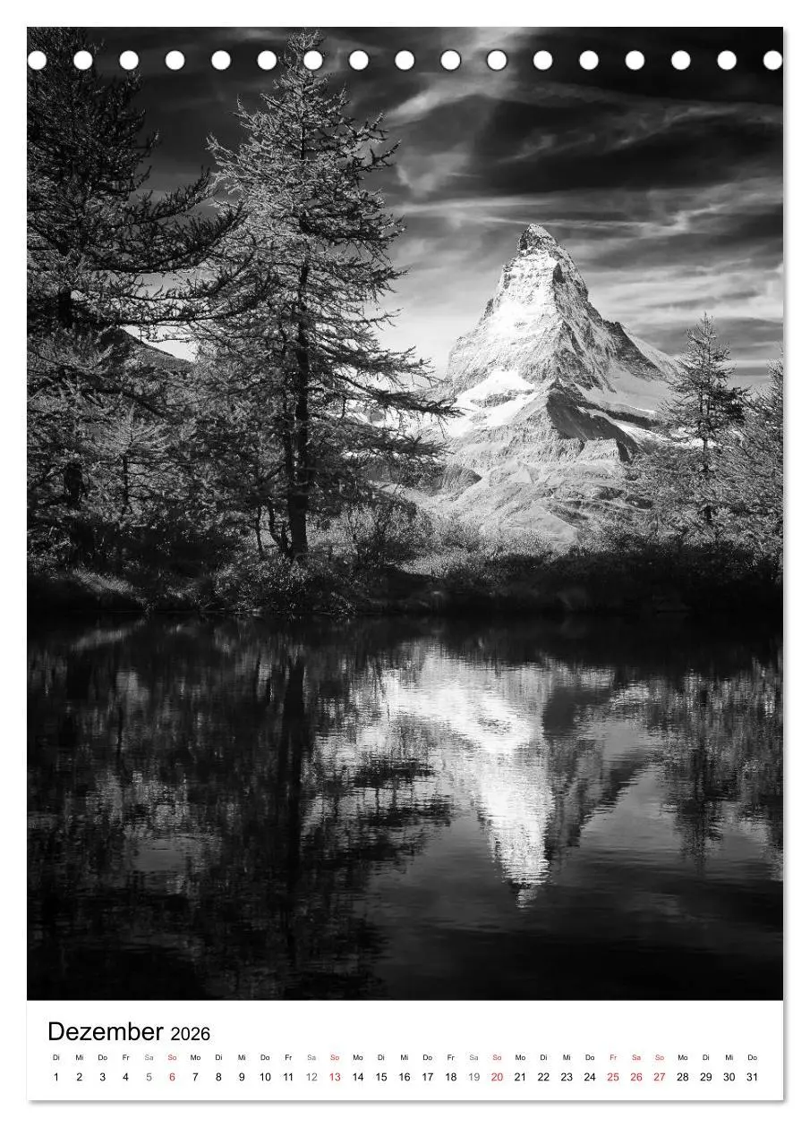 Bild: 9783516444247 | SCHWEIZER ALPEN in Schwarz und Weiß (Tischkalender 2026 DIN A5...