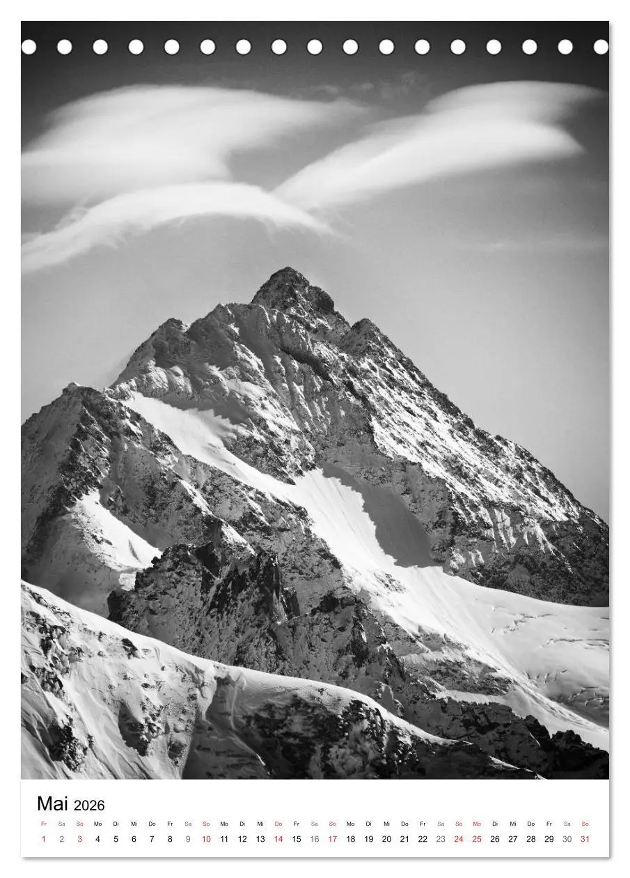 Bild: 9783516444247 | SCHWEIZER ALPEN in Schwarz und Weiß (Tischkalender 2026 DIN A5...