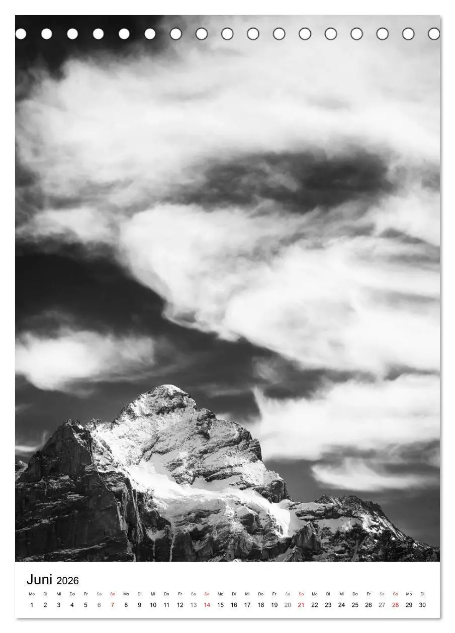 Bild: 9783516444247 | SCHWEIZER ALPEN in Schwarz und Weiß (Tischkalender 2026 DIN A5...
