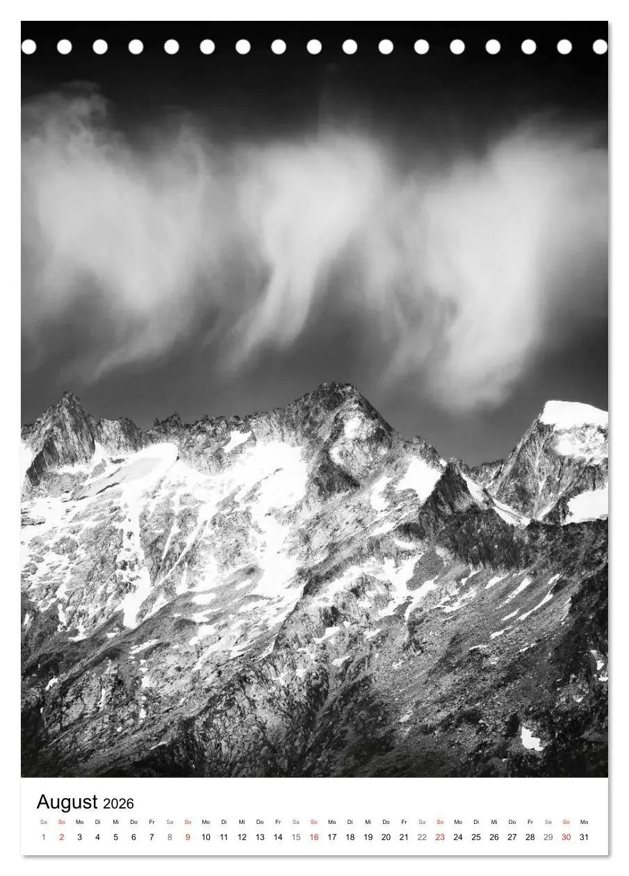 Bild: 9783516444247 | SCHWEIZER ALPEN in Schwarz und Weiß (Tischkalender 2026 DIN A5...