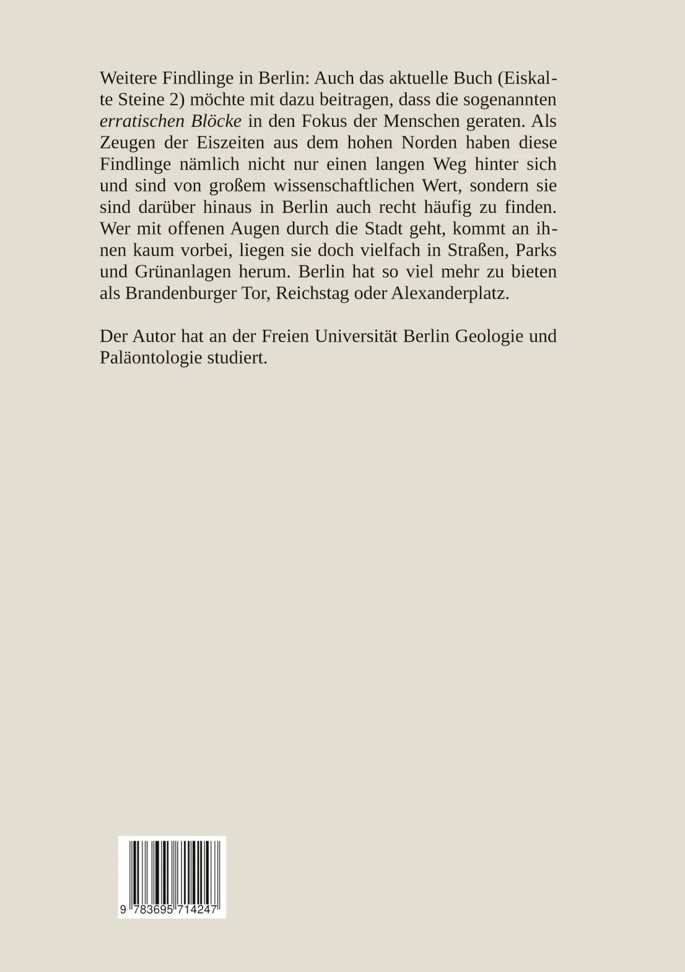 Rückseite: 9783695714247 | Eiskalte Steine 2 | Findlinge im Berliner Stadtgebiet | Eckehard Plum