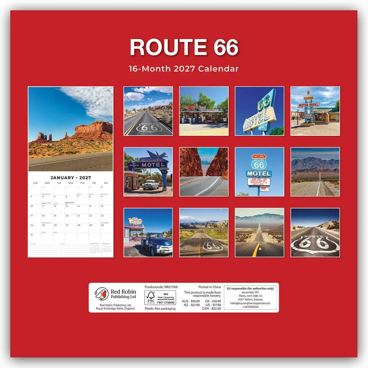 Rückseite: 9781837014347 | Route 66 2027 - 16-Monatskalender | Robin Red | Kalender | 28 S.