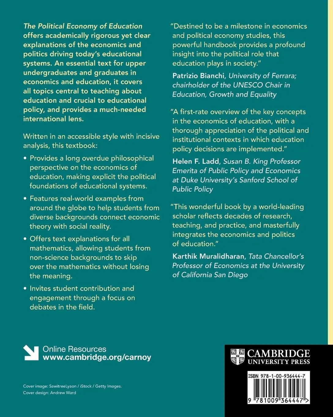 Rückseite: 9781009364447 | The Political Economy of Education | Martin Carnoy | Taschenbuch