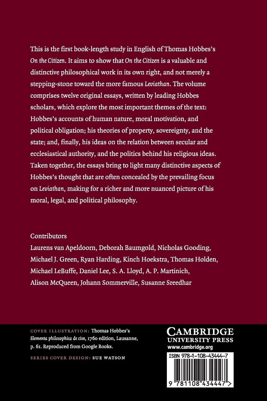Rückseite: 9781108434447 | Hobbes's On the Citizen | Robin Douglass (u. a.) | Taschenbuch | 2021