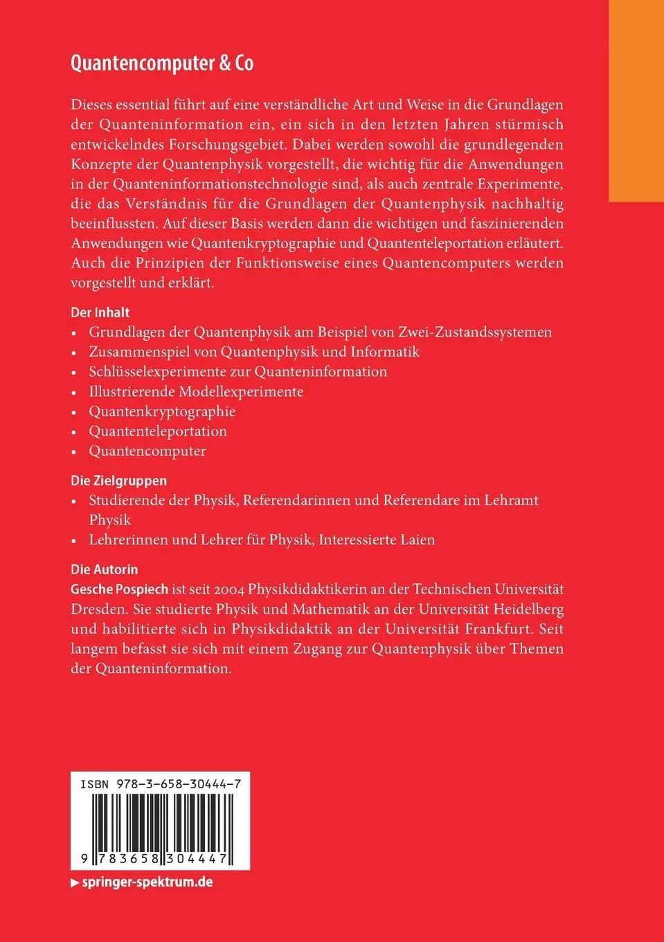 Rückseite: 9783658304447 | Quantencomputer &amp; Co | Gesche Pospiech | Taschenbuch | vii | Deutsch