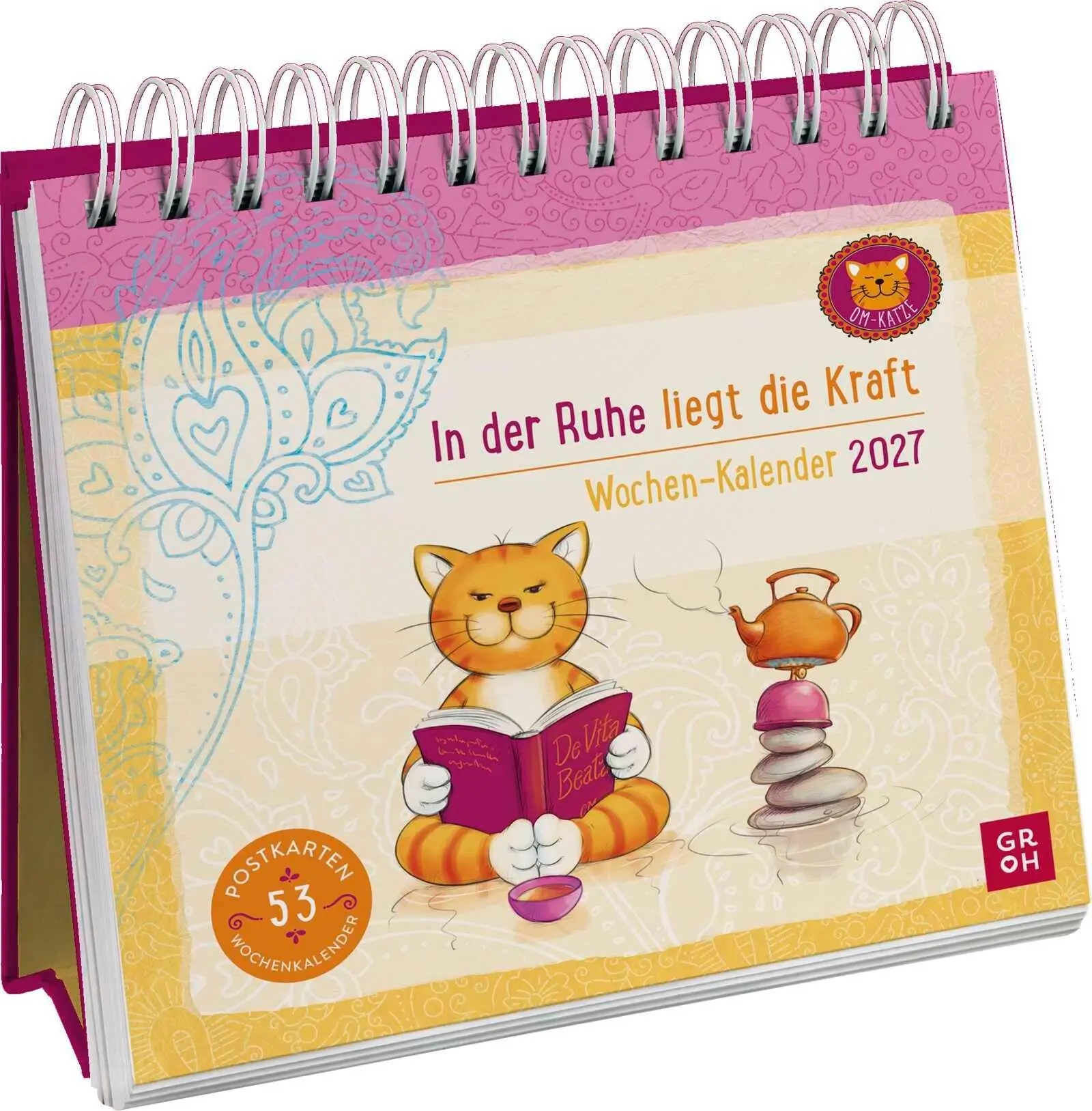 Cover: 4036442014547 | Postkartenkalender 2027: Om-Katze: In der Ruhe liegt die Kraft | 54 S.