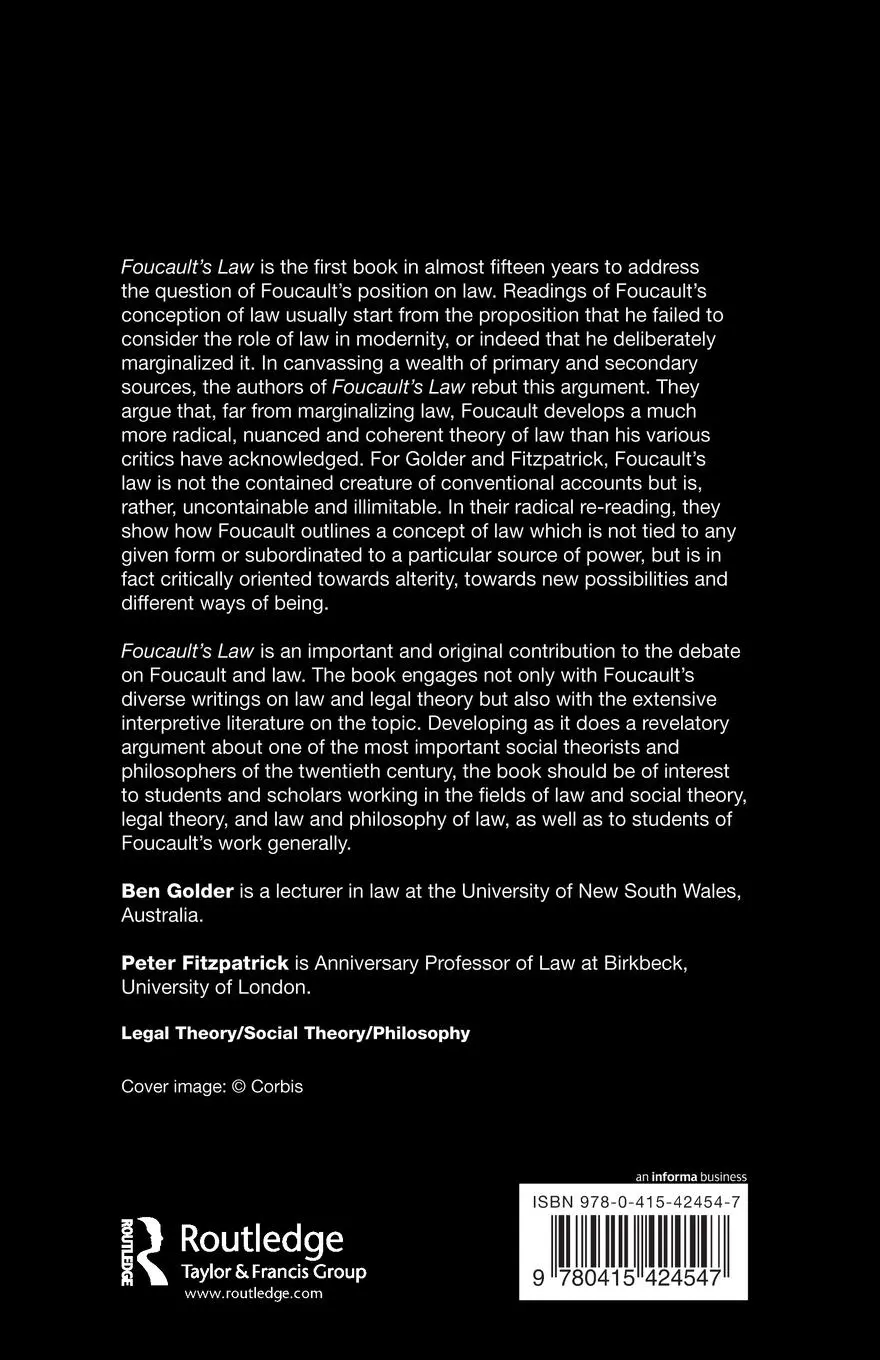 Rückseite: 9780415424547 | Foucault's Law | Ben Golder (u. a.) | Taschenbuch | Englisch | 2009