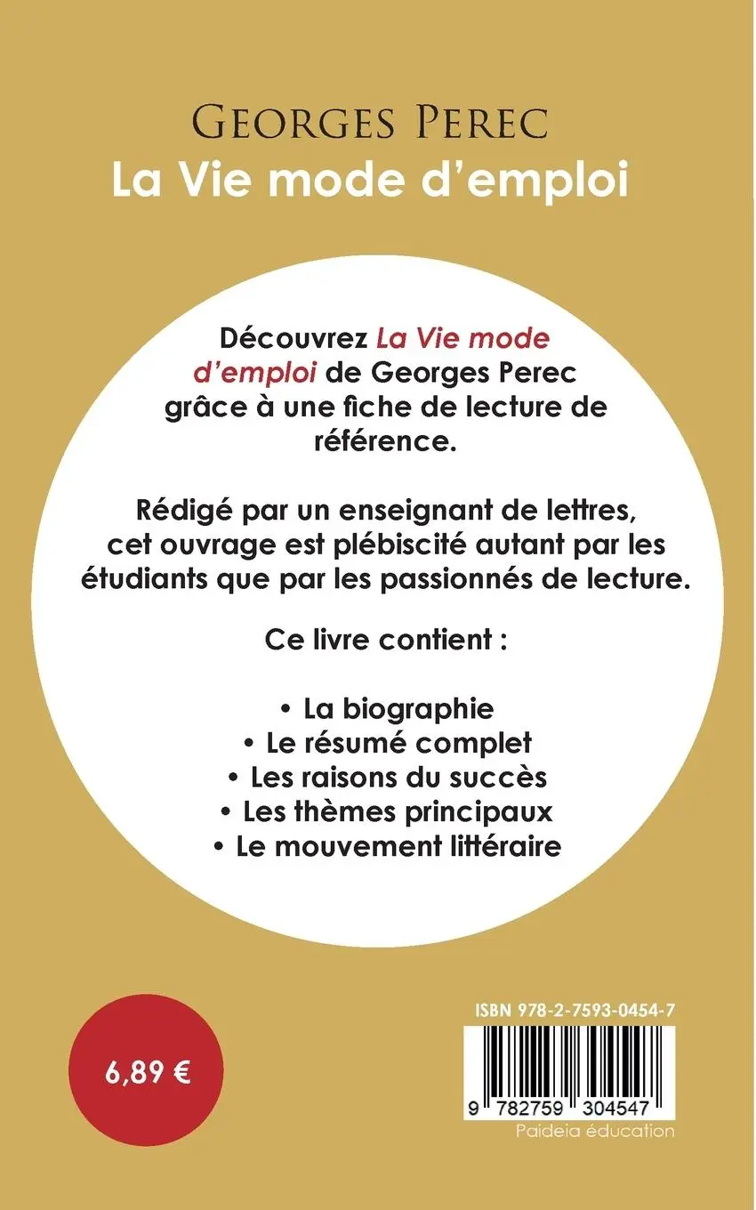 Rückseite: 9782759304547 | Fiche de lecture La Vie mode d'emploi (Étude intégrale) | Perec | Buch