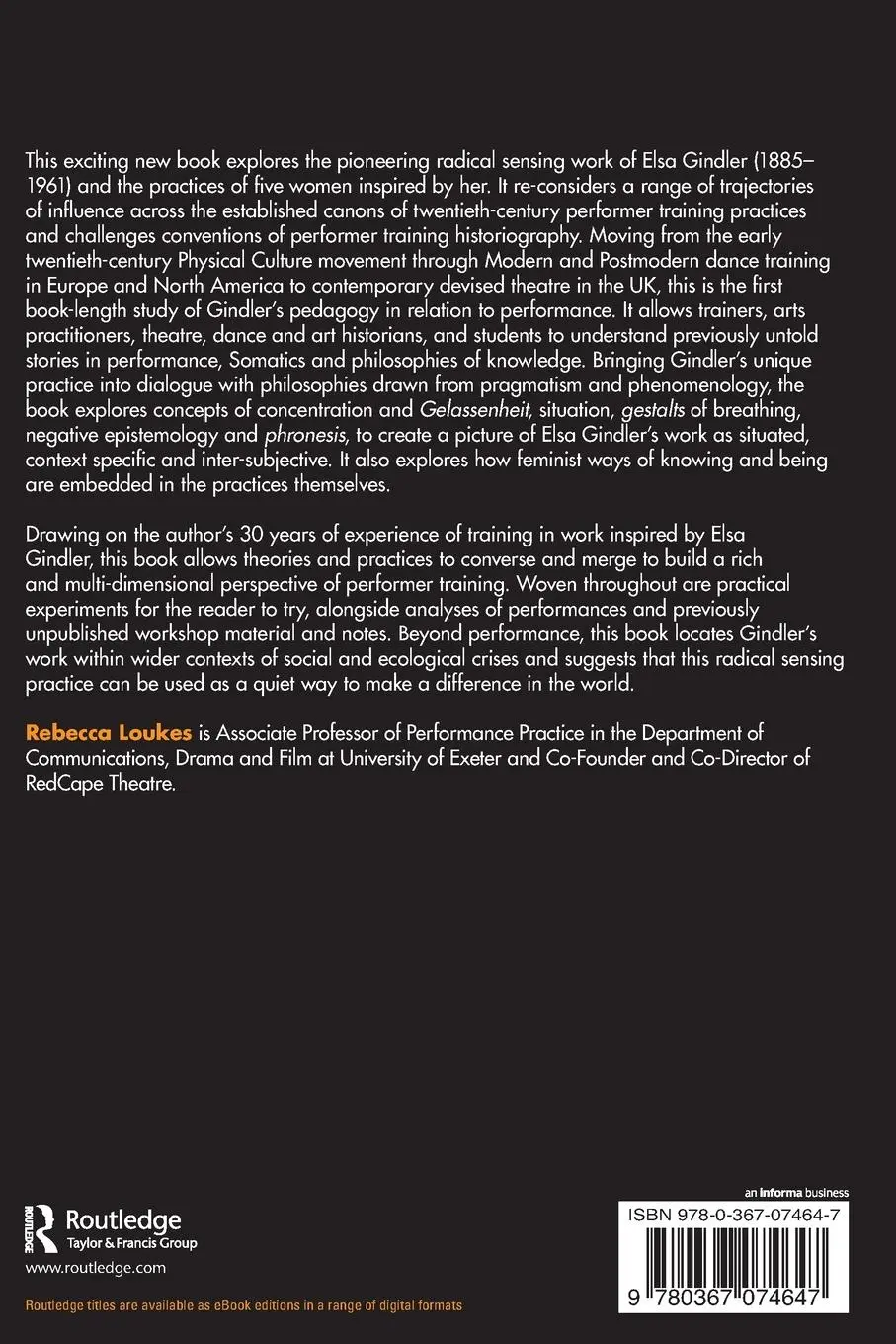 Rückseite: 9780367074647 | Radical Sensing and Performer Training | Rebecca Loukes | Taschenbuch