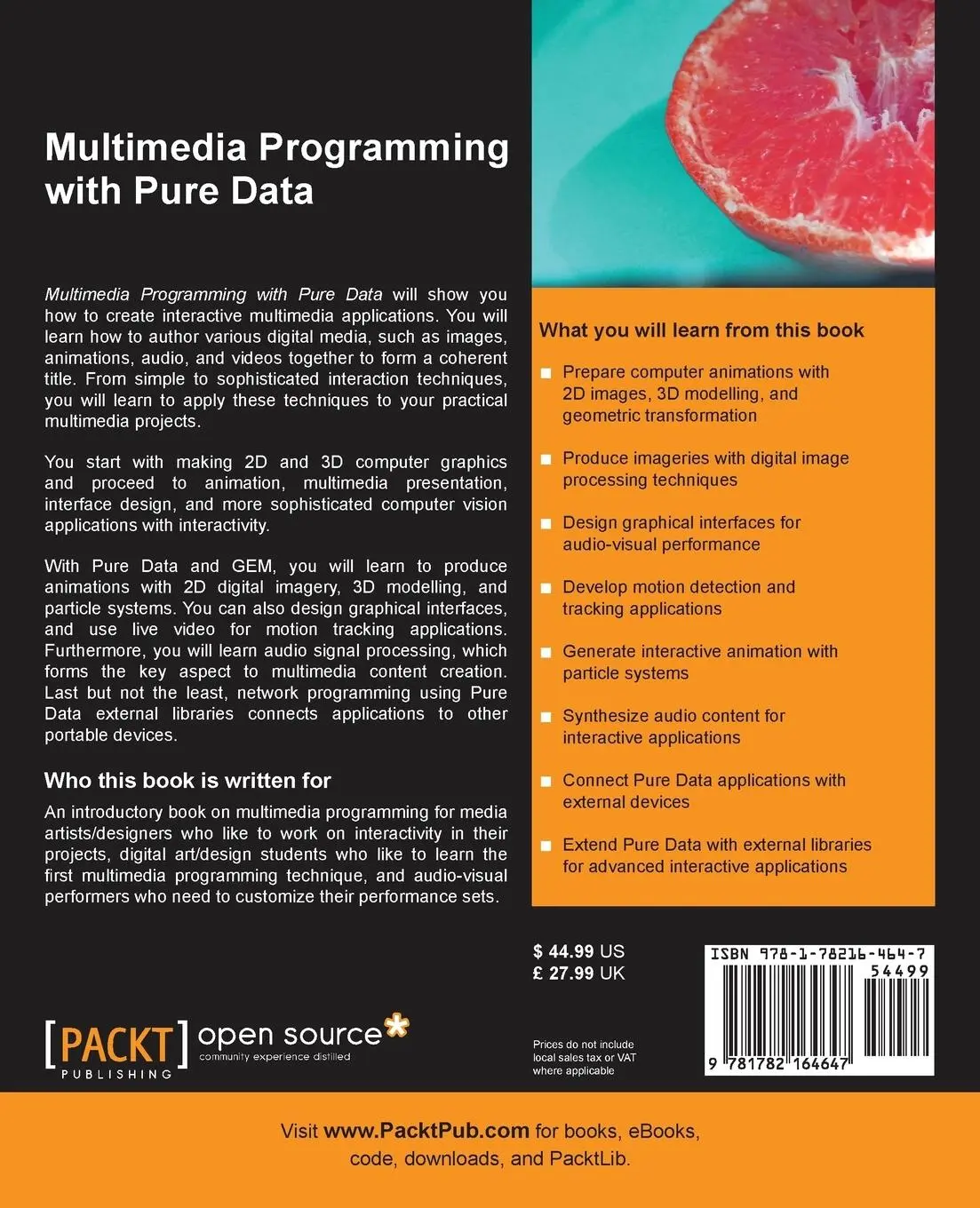 Rückseite: 9781782164647 | Multimedia Programming with Pure Data | Bryan Chung | Taschenbuch