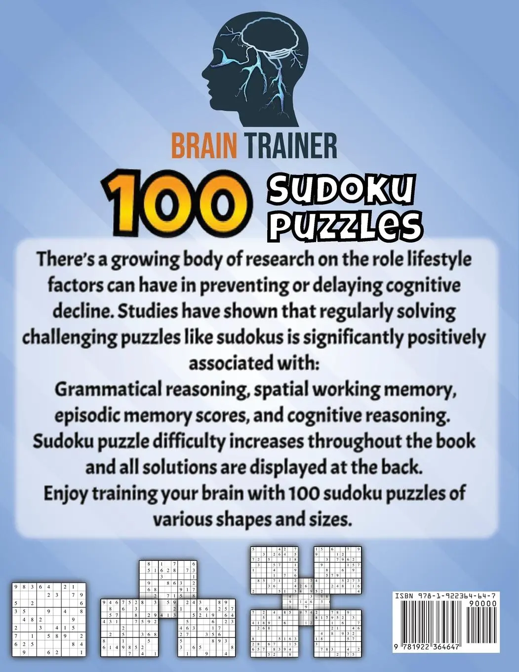 Rückseite: 9781922364647 | Large Print Sudoku Puzzles For Seniors | Brain Trainer | Taschenbuch