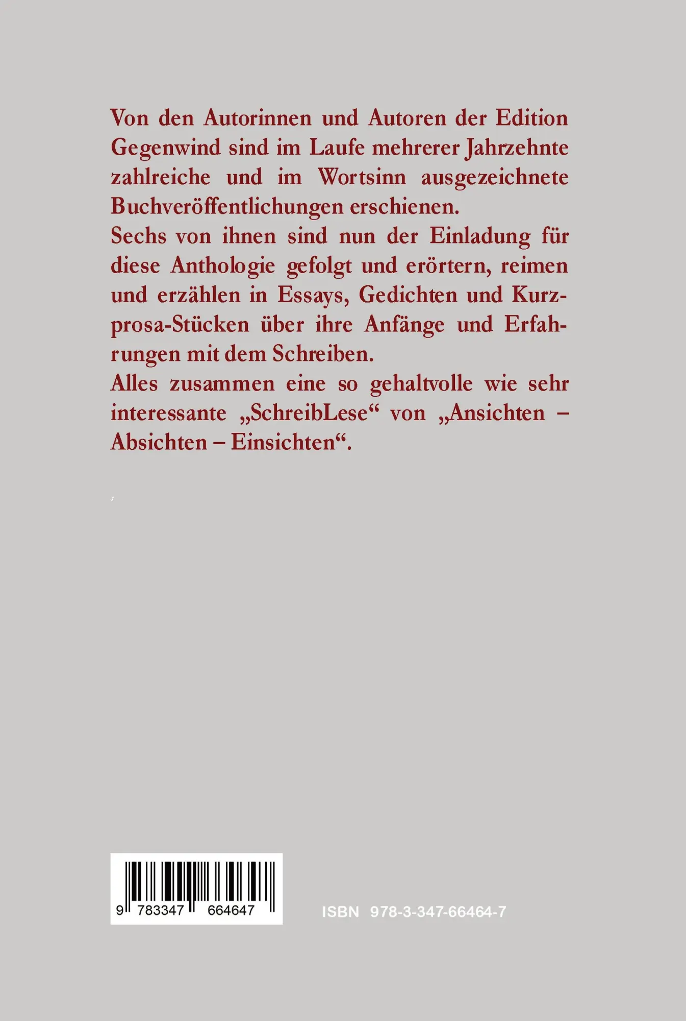 Rückseite: 9783347664647 | SchreibLese | Ansichten - Absichten - Einsichten | Karger (u. a.)