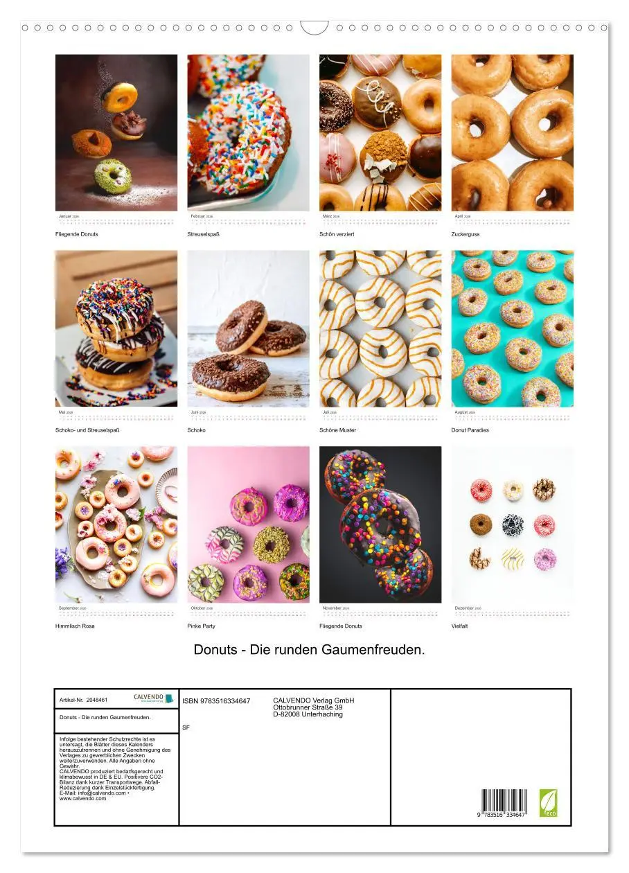 Bild: 9783516334647 | Donuts - Die runden Gaumenfreuden. (Wandkalender 2026 DIN A2 hoch),...