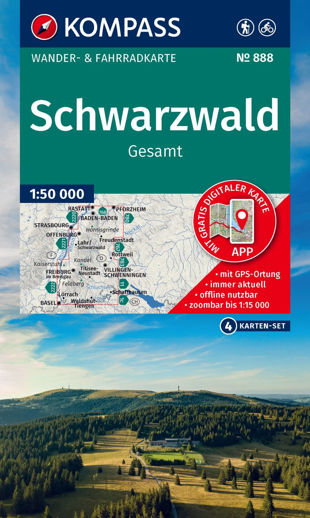 Cover: 9783991544647 | KOMPASS Wanderkarten-Set 888 Schwarzwald Gesamt (4 Karten) 1:50.000